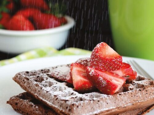 Chocolate Waffles with Strawberries - Family Serve - Trim Healthy Mama